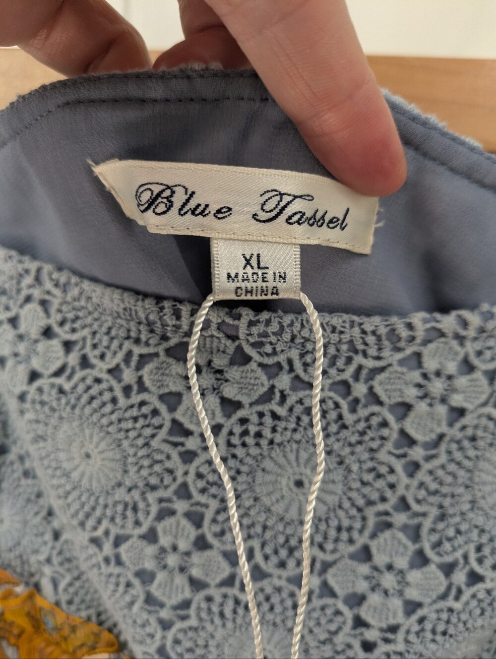 Blue Tassel Silk Chiffon Floral Midi Skirt in Mustard and Blue- Anthropologie - Picture 4 of 9